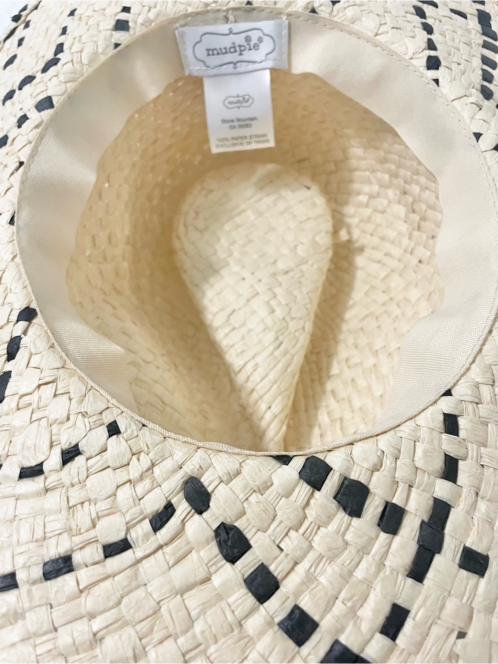 Mud Pie Cream Straw Hat with Black Accents - Picture 3 of 4